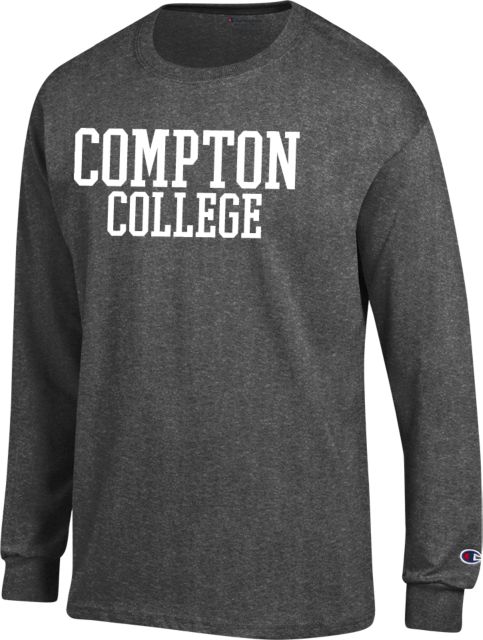 Compton Champion Granite Long Sleeve T Shirt Compton College Stacked - ONLINE ONLY